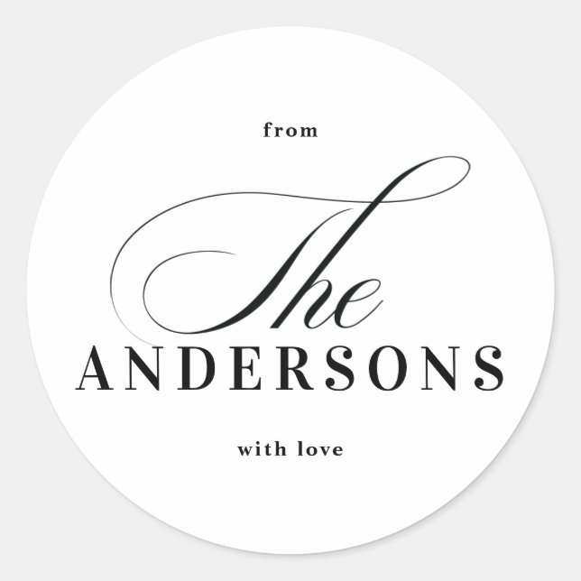 Adesivo Redondo Vinheta Natal de Nome da Família Simples (Frente)