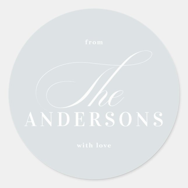 Adesivo Redondo Vinheta Natal de Nome da Família Simples (Frente)