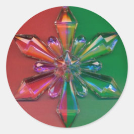 Adesivo Redondo Vinheta Natal de Ornamento em Floco de Neve