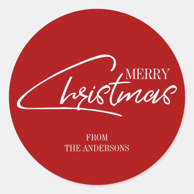 Adesivo Redondo Vinheta Natal de Script Nostalgico (Frente)