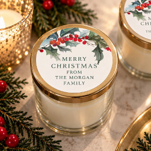Adesivo Redondo Vinheta Natal Holly Holiday