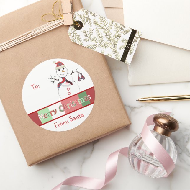 Adesivo Redondo Vinheta Natal, Mas Escolha A Cor De Fundo (Presentear)