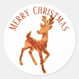 Adesivo Redondo Vinheta Natal/Reindeer/Design de Poinsettia