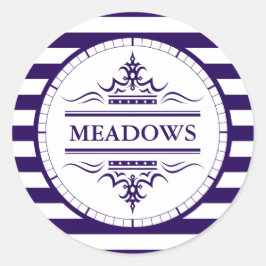 Adesivo Redondo Vinheta náutica Elegante de Marinho Clássico Monog