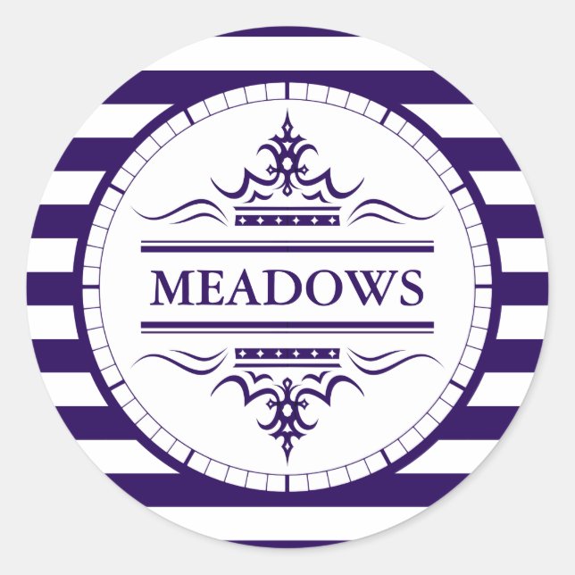 Adesivo Redondo Vinheta náutica Elegante de Marinho Clássico Monog (Frente)