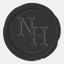 Adesivo Redondo Vinheta Negra Cinza Negra-Escura Monograma