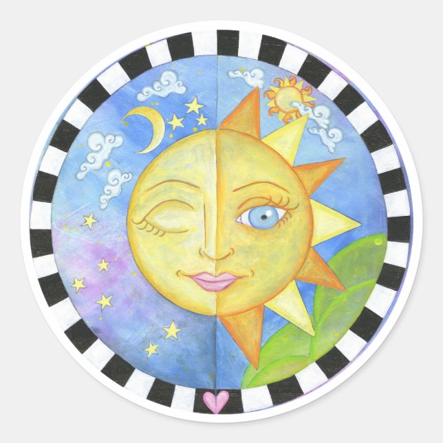 Adesivo Redondo Vinheta Noite e Dia (Frente)