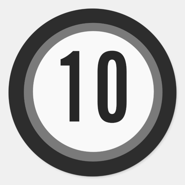 Adesivo Redondo Vinheta Numérica Preta (Frente)