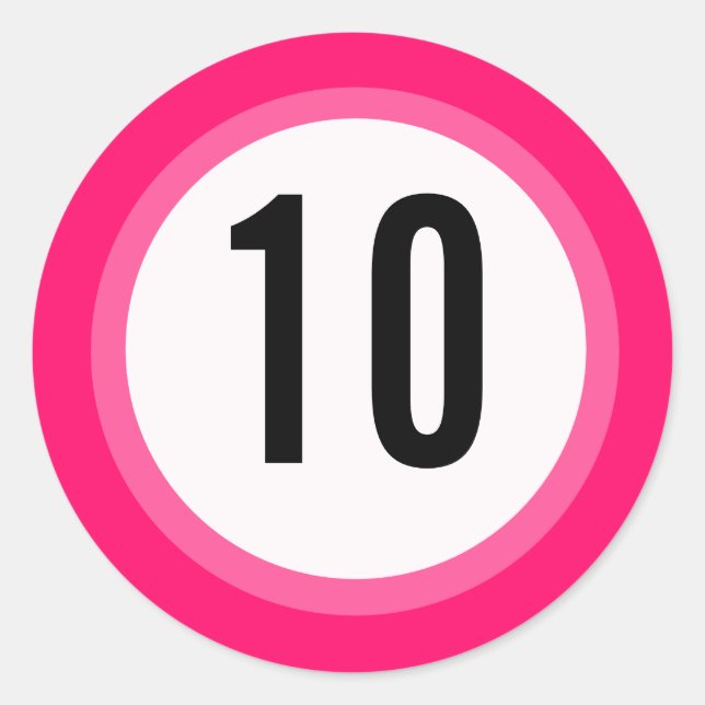 Adesivo Redondo Vinheta Numérica Rosa (Frente)