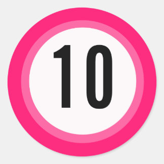 Adesivo Redondo Vinheta Numérica Rosa