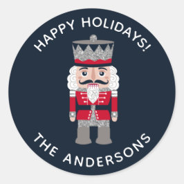 Adesivo Redondo Vinheta Nutcracker Vermelho Negro Natal Feriado