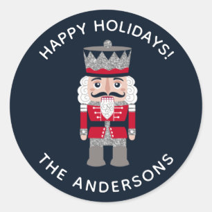 Adesivo Redondo Vinheta Nutcracker Vermelho Negro Natal Feriado