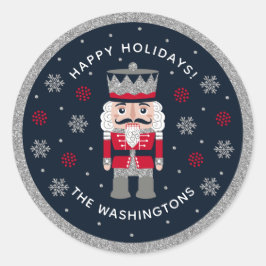 Adesivo Redondo Vinheta Nutcracker Vermelho Preto Personalizado