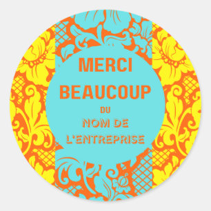 Adesivo Redondo Vinheta "Obrigado"- "merci belcoup" - Design 4