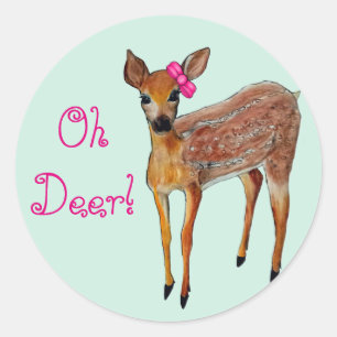 Adesivo Redondo Vinheta "Oh Deer"