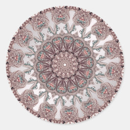 Adesivo Redondo Vinheta Ornamental Rosa