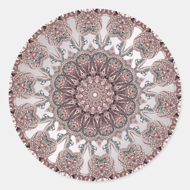 Adesivo Redondo Vinheta Ornamental Rosa (Frente)