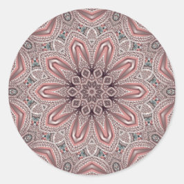Adesivo Redondo Vinheta Ornamental Rosa