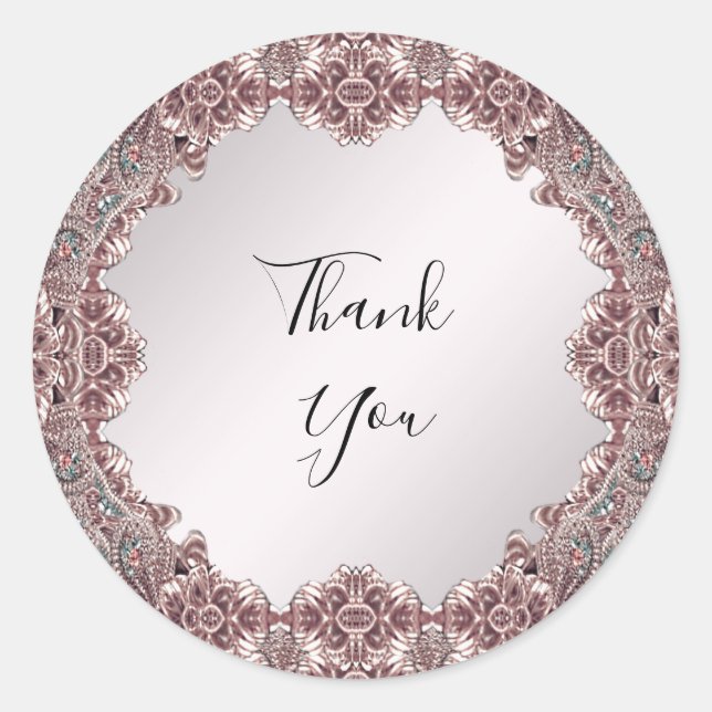 Adesivo Redondo Vinheta Ornamental Rosa (Frente)