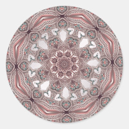 Adesivo Redondo Vinheta Ornamental Rosa