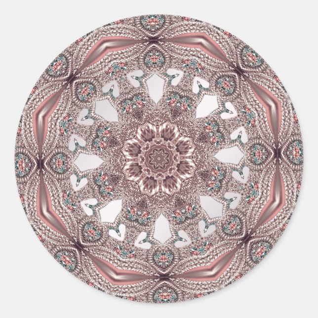Adesivo Redondo Vinheta Ornamental Rosa (Frente)