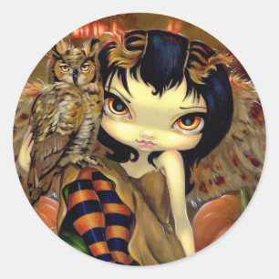 Adesivo Redondo Vinheta "Owlyn in Autumn"