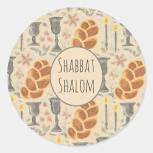 Adesivo Redondo Vinheta-padrão Shabbat
