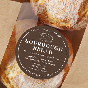 Adesivo Redondo Vinheta-pão de padaria russa Brown Sourdough
