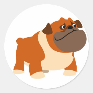 Adesivo Redondo Vinheta para Bulldog em Inglês
