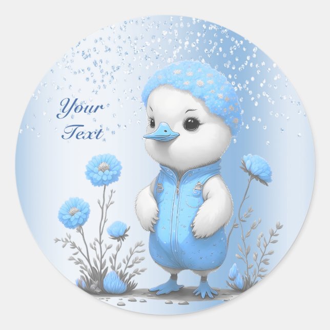 Adesivo Redondo Vinheta Pato Azul (Frente)