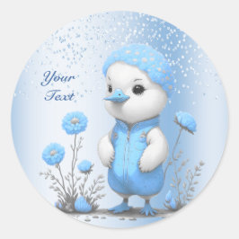 Adesivo Redondo Vinheta Pato Azul