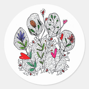 Adesivo Redondo Vinheta-pente-pente de caroço A D O P T, branca e