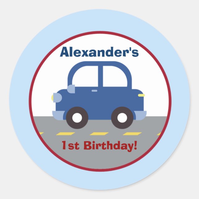 Adesivo Redondo Vinheta Personalizada Arredondada de Carro Azul (Frente)