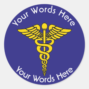 Adesivo Redondo Vinheta Personalizada Caduceus