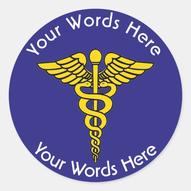 Adesivo Redondo Vinheta Personalizada Caduceus (Frente)