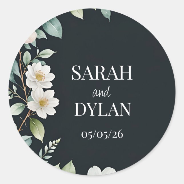 Adesivo Redondo Vinheta personalizada da flor de WREATH EUCALYPTUS (Frente)