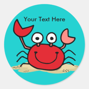 Adesivo Redondo Vinheta personalizada de caranguejo muito bonito