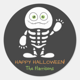Adesivo Redondo Vinheta Personalizada de Esqueleto Bonito