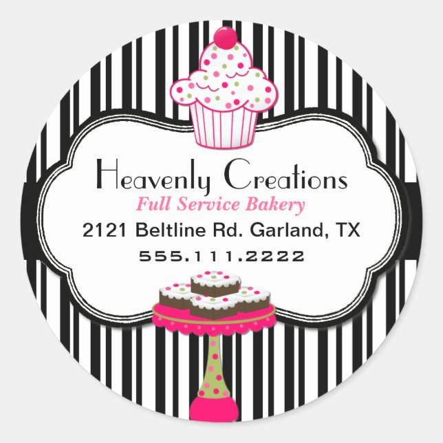 Adesivo Redondo Vinheta Personalizada de Panificação Whimsical (Frente)