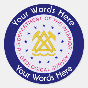 Adesivo Redondo Vinheta Personalizada de Pesquisa Geológica dos EU