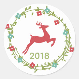 Adesivo Redondo Vinheta personalizada Deer e Wreath