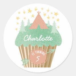 Adesivo Redondo Vinheta Personalizada do Cupcake de Luz