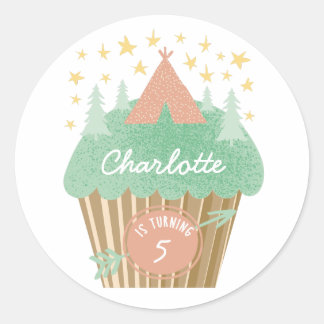 Adesivo Redondo Vinheta Personalizada do Cupcake de Luz