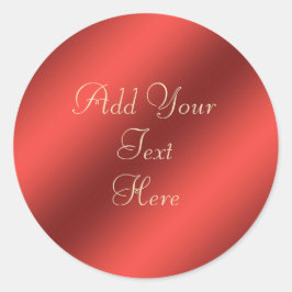 Adesivo Redondo Vinheta Personalizável de Folha Metálica Vermelha