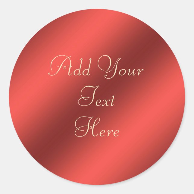 Adesivo Redondo Vinheta Personalizável de Folha Metálica Vermelha (Frente)