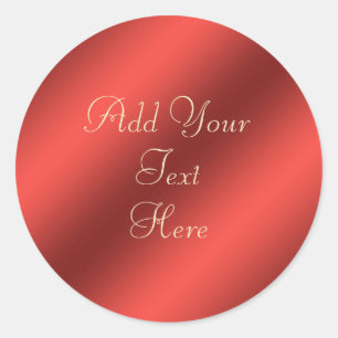 Adesivo Redondo Vinheta Personalizável de Folha Metálica Vermelha