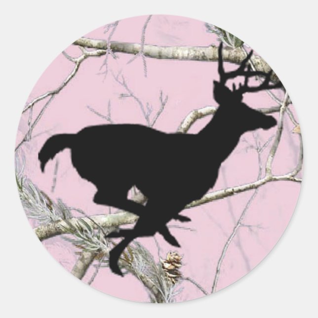 Adesivo Redondo Vinheta Pink Camo Buck (Frente)