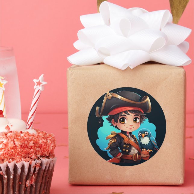 Adesivo Redondo Vinheta-pirata (Festa)