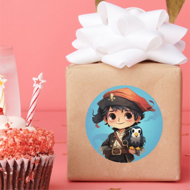 Adesivo Redondo Vinheta-pirata (Festa)