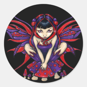 Adesivo Redondo Vinheta "Polkadot Mushroom Fairy"